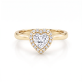 Heart-shaped Lab-Grown Diamond halo ring in 14K yellow gold, front view