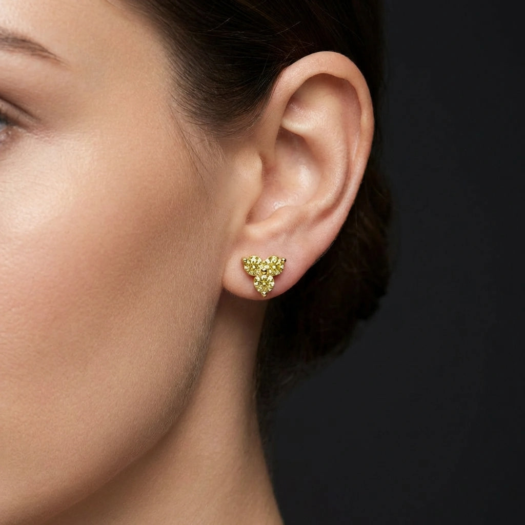 citrine stud earrings in 14K gold dainty cluster design minimalist everyday jewelry gift for her