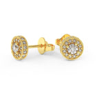 Pair of Hidden Halo Diamond Earrings in 14K Yellow Gold with lab-grown diamonds – Black Pearl of Queens