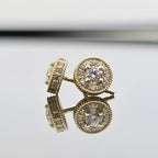 Pair of Hidden Halo Diamond Earrings in 14K Yellow Gold with lab-grown diamonds – Black Pearl of Queens