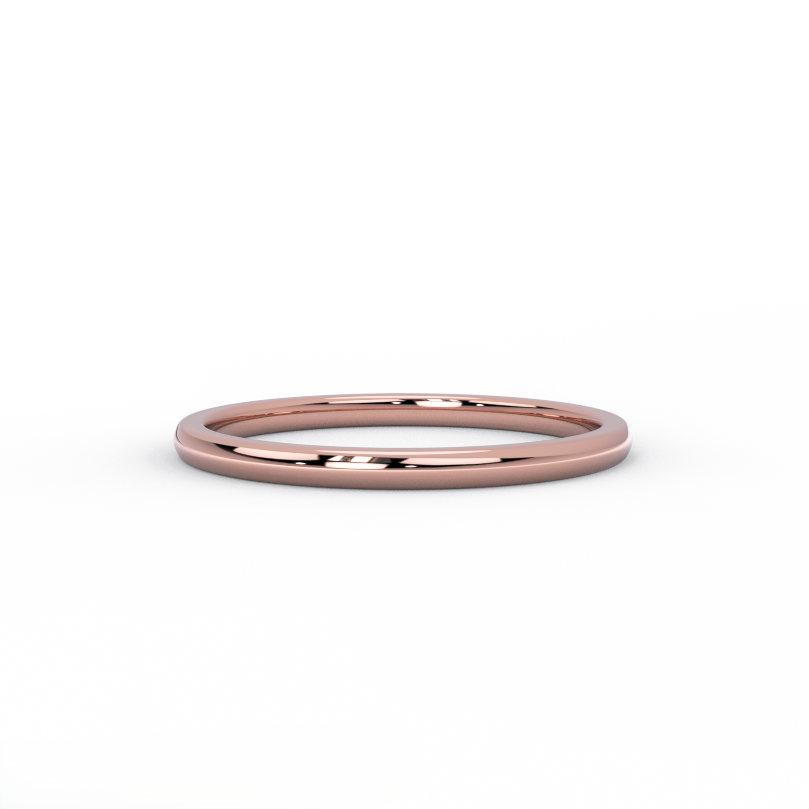 high dome gold wedding band in solid 14K rose gold – front view