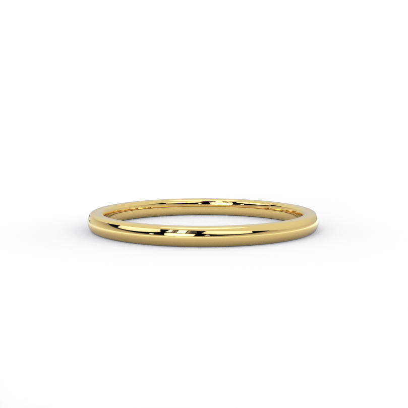 high dome gold wedding band in solid 14K yellow gold – front view