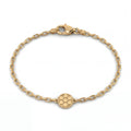 Honeycomb chain bracelet in solid 14K white gold with a hexagon station on a fine cable chain — Black Pearl of Queens