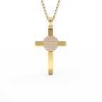 ICXC NIKA pavé diamond cross pendant in 14K yellow gold - handcrafted NYC Byzantine cross necklace