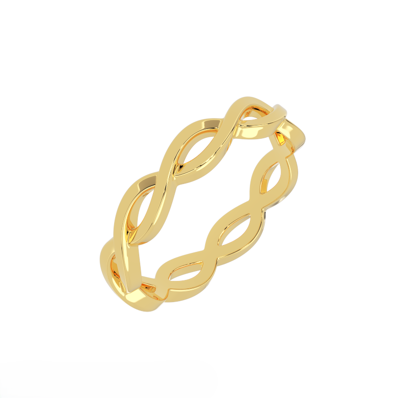 Infinity link ring in solid 14K yellow gold with openwork design
