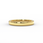 3mm low dome gold wedding band in solid 14K yellow gold – front view