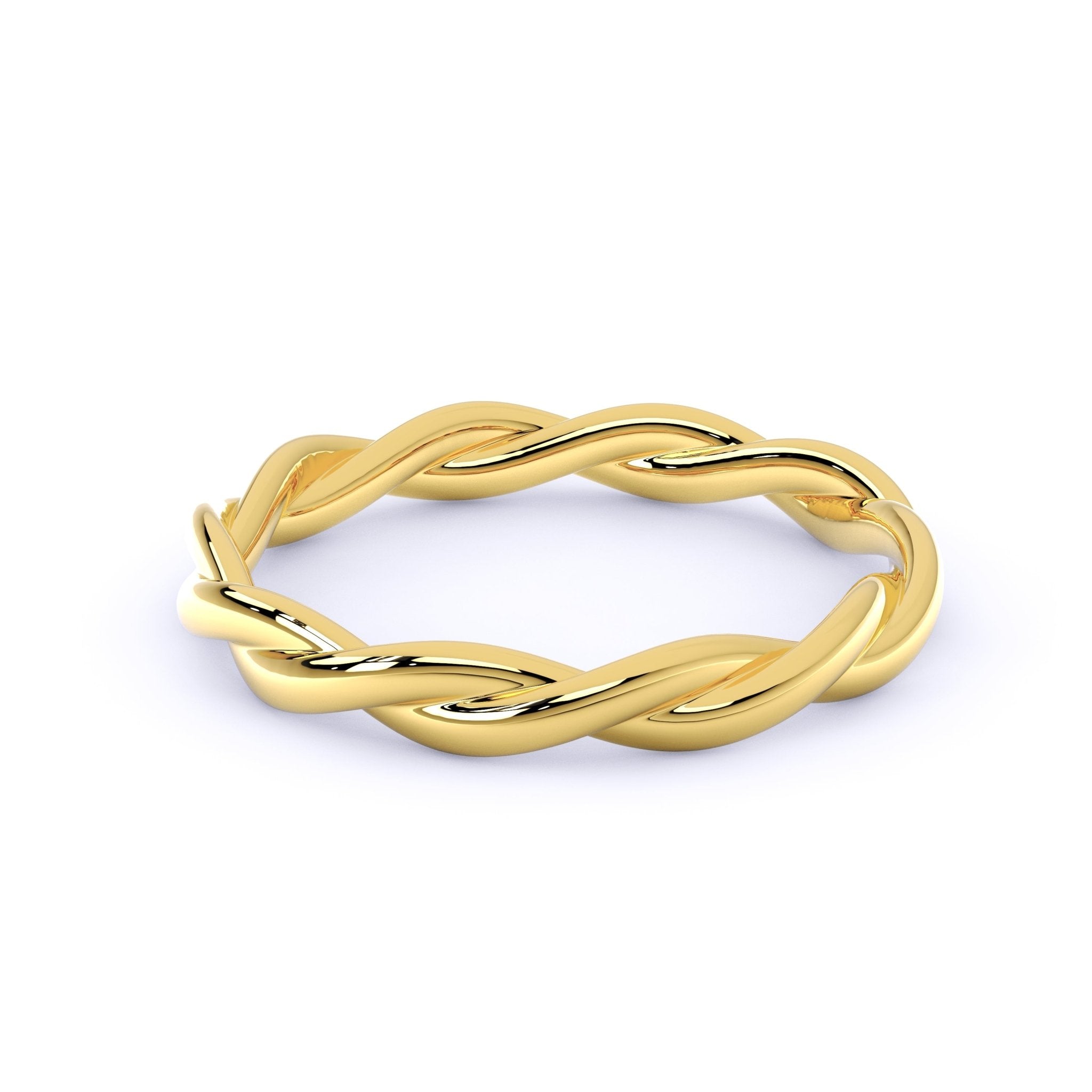 women’s twist wedding band in solid 14k yellow gold