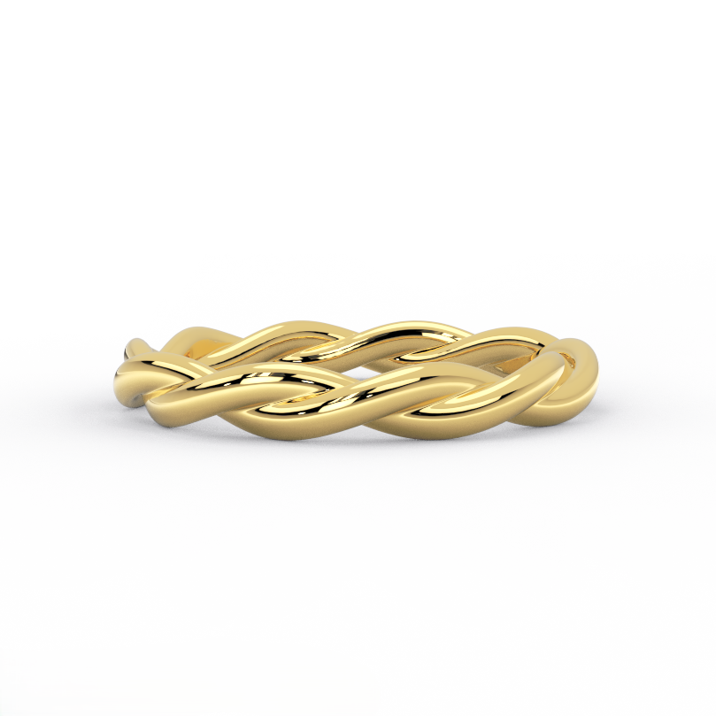 women’s twist wedding band in solid 14k yellow gold - front view
