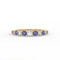 Lab grown sapphire and diamond half eternity band in 14K yellow gold - front view