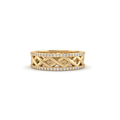6mm open lattice wedding band in 14K yellow gold edged with two rows of Lab-Grown Diamonds