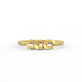 link bead gold ring in solid 14K yellow gold – front view