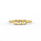link bead gold ring in solid 14K yellow gold – front view