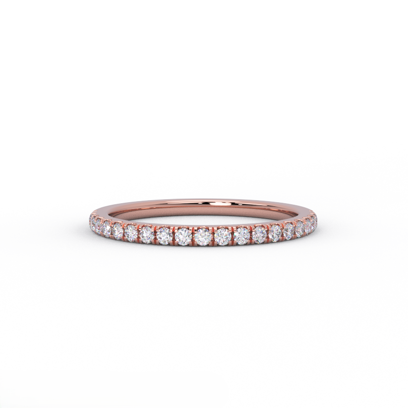 half eternity diamond band in solid 14K rose gold – front view