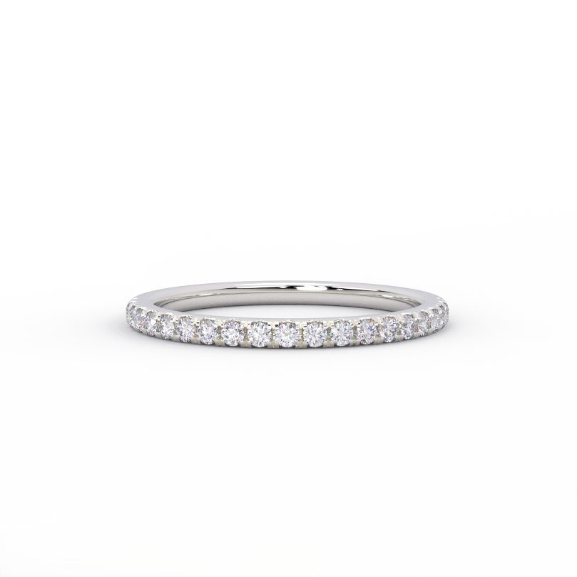 half eternity diamond band in solid 14K white gold – front view