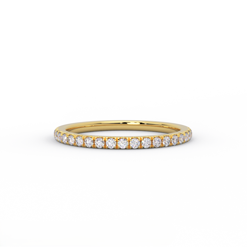 half eternity diamond band in solid 14K yellow gold – front view