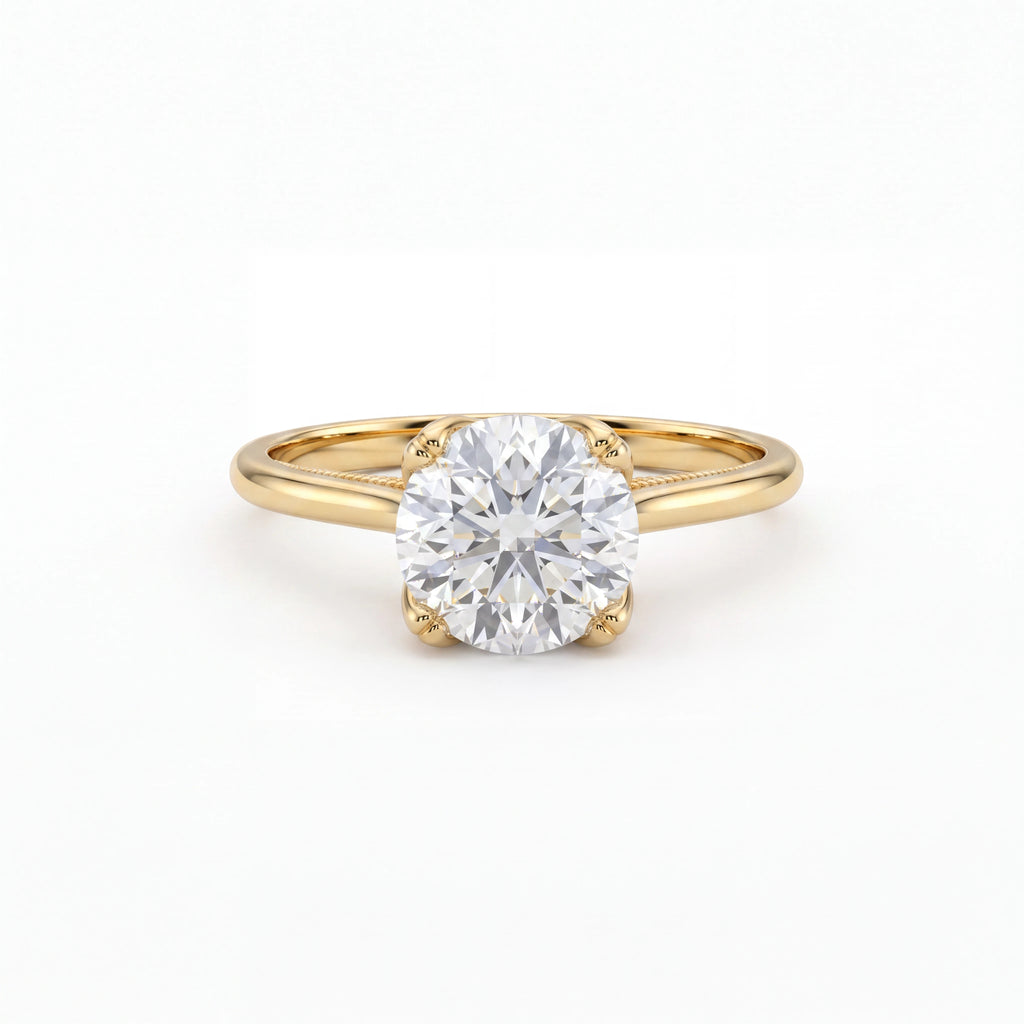 Full Lab Layout Lotus Prong Milgrain Lab-Grown Diamond Engagement Ring | 14K Gold ...