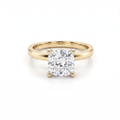 Low Dome Cushion Cut Solitaire Engagement Ring with a cushion cut Lab-Grown Diamond in 14K yellow gold