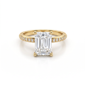 Low Dome Emerald Cut Pavé Engagement Ring with an emerald cut Lab-Grown Diamond in 14K yellow gold