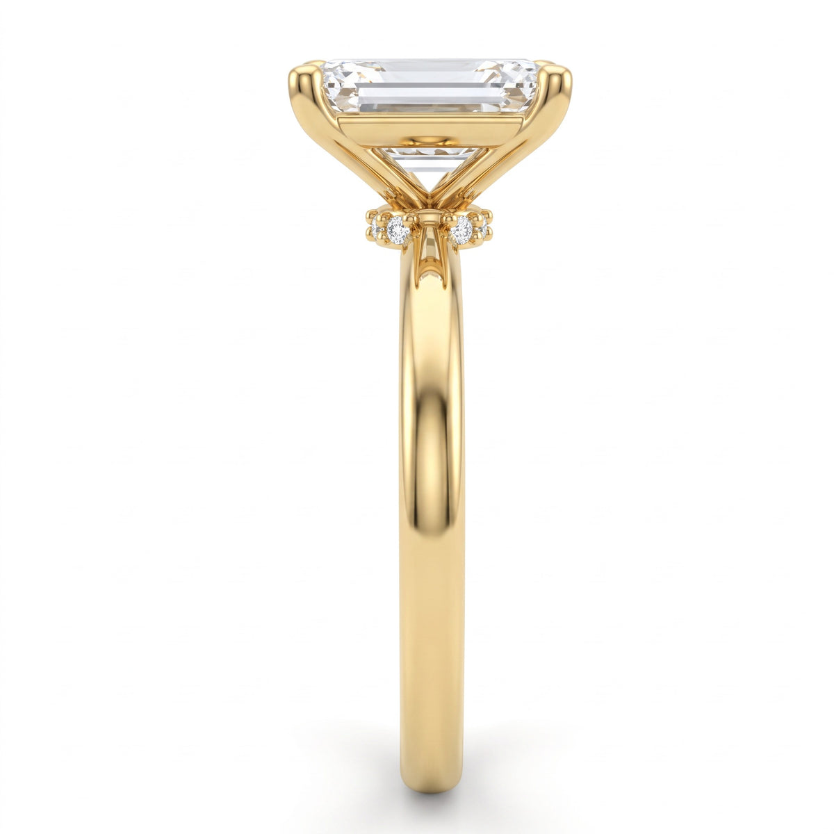 Alternate view 2: emerald cut Lab-Grown Diamond solitaire engagement ring, 14K white gold low dome band