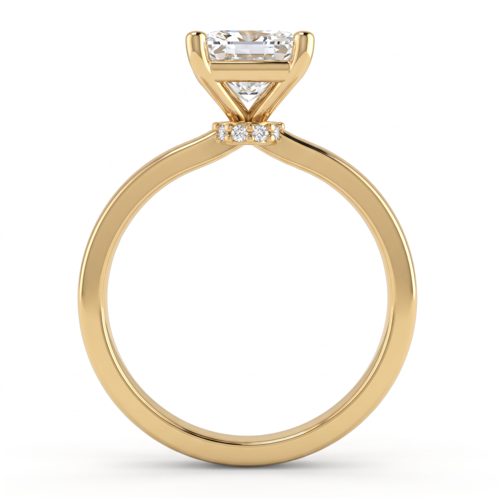 Alternate view 3: emerald cut Lab-Grown Diamond solitaire engagement ring, 14K white gold low dome band