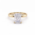 Low Dome Emerald Cut Solitaire Engagement Ring with an emerald cut Lab-Grown Diamond in 14K yellow gold