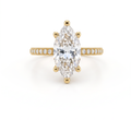 Low Dome Marquise Milgrain Pavé Engagement Ring with a marquise Lab-Grown Diamond in 14K yellow gold