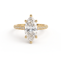 Low Dome Marquise Pavé Engagement Ring with a marquise Lab-Grown Diamond in solid 14K gold