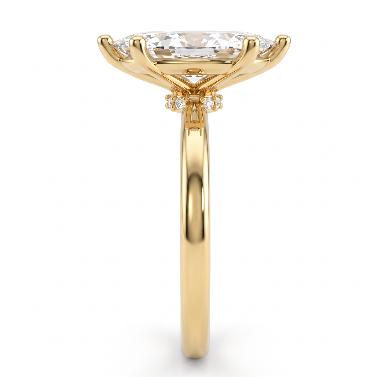 Alternate view 3: marquise Lab-Grown Diamond solitaire engagement ring, 14K white gold low dome band