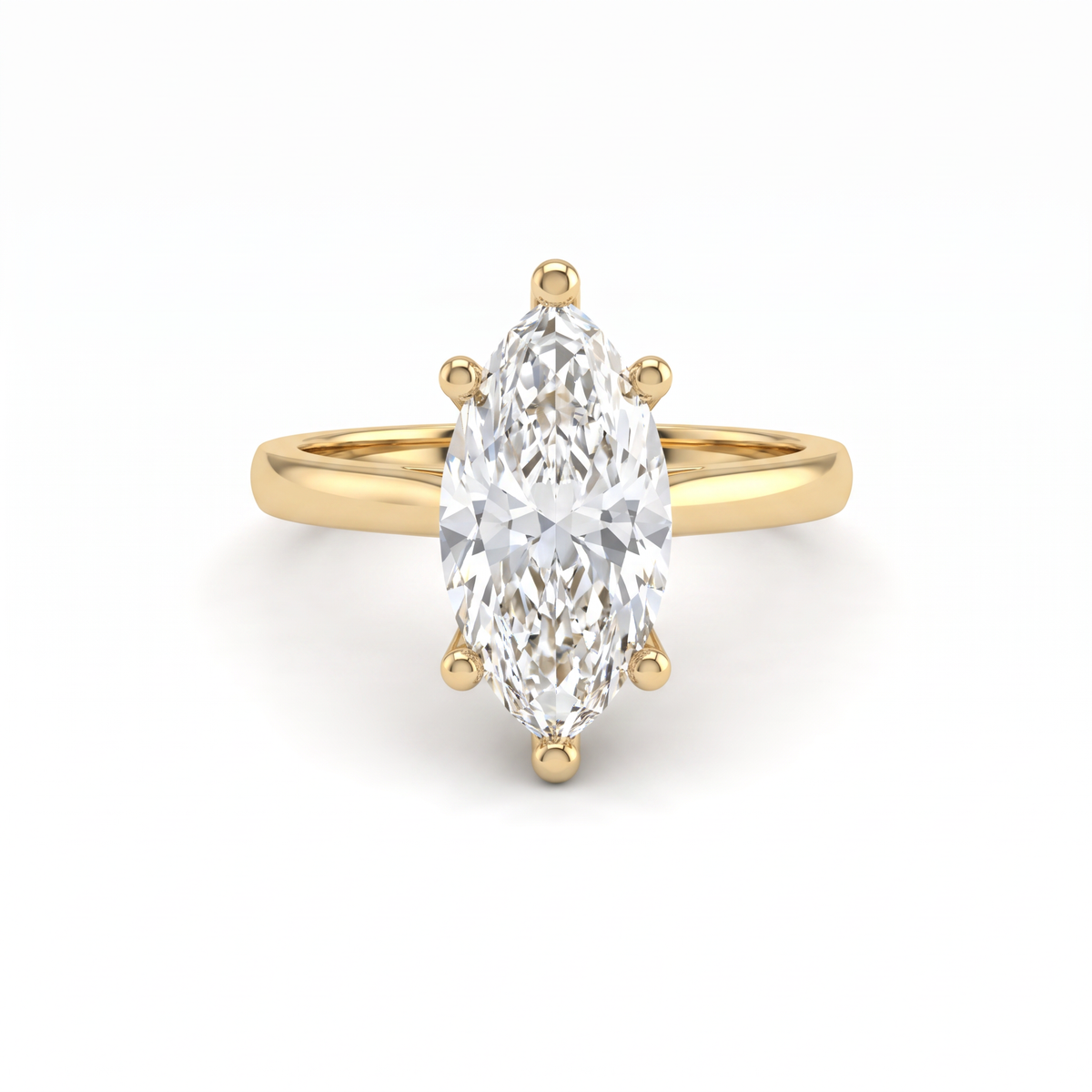 Low Dome Marquise Solitaire Engagement Ring with a marquise Lab-Grown Diamond in 14K white gold