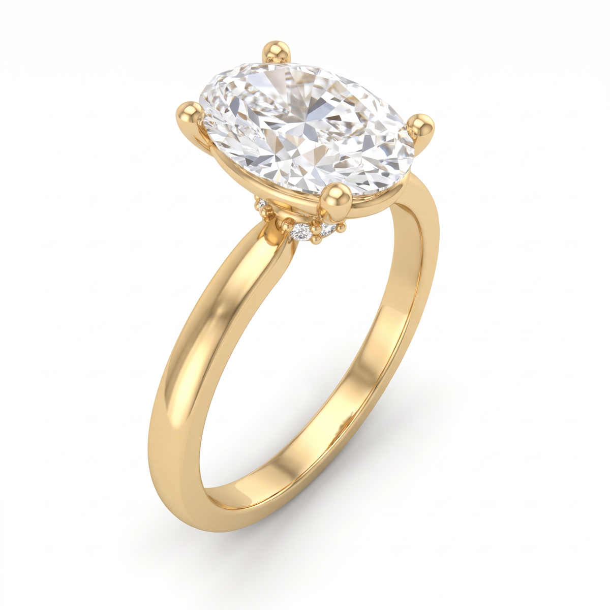 Alternate view 2: oval Lab-Grown Diamond solitaire engagement ring, 14K white gold low dome band