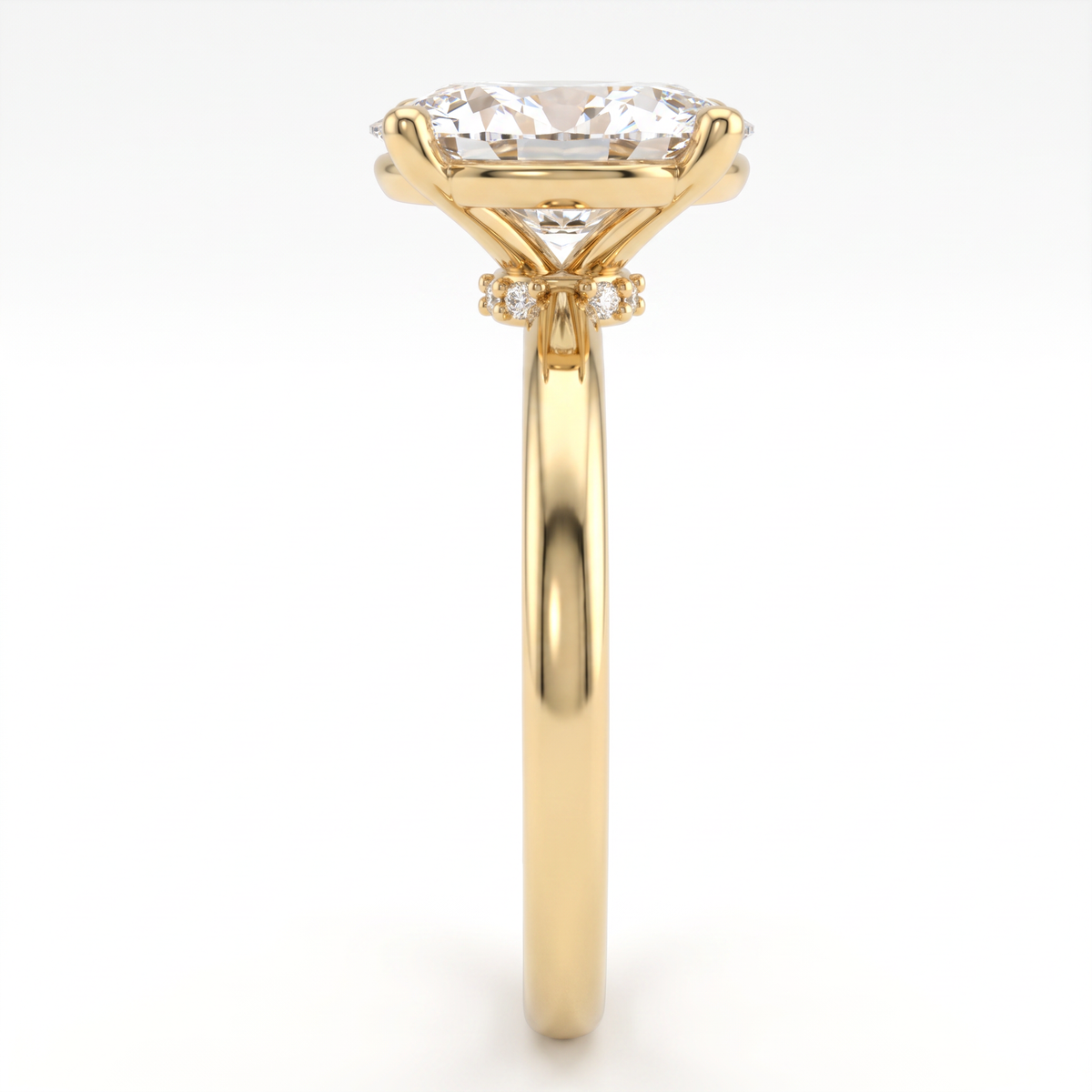 Alternate view 3: oval Lab-Grown Diamond solitaire engagement ring, 14K white gold low dome band