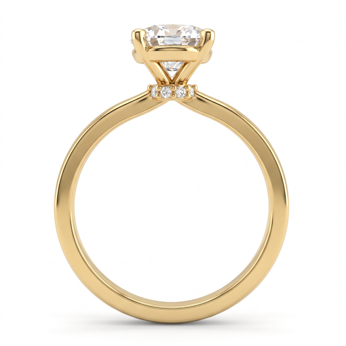 Alternate view 4: oval Lab-Grown Diamond solitaire engagement ring, 14K white gold low dome band