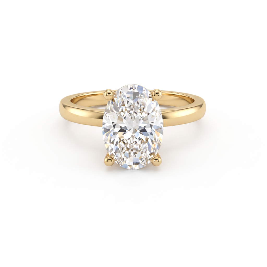 Low Dome Oval Solitaire Engagement Ring with an oval Lab-Grown Diamond in 14K white gold