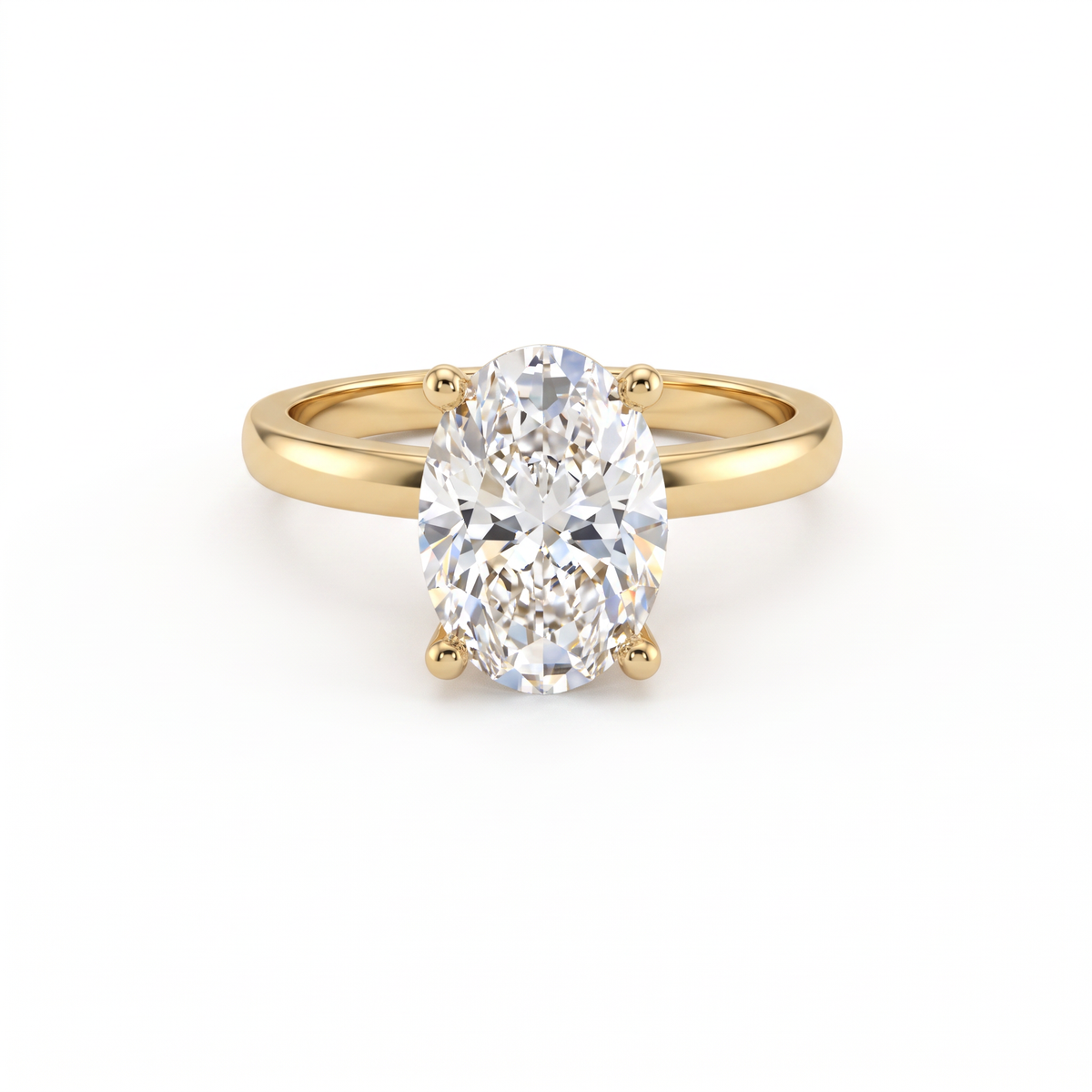 Low Dome Oval Solitaire Engagement Ring with an oval Lab-Grown Diamond in 14K white gold