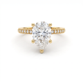 Low Dome Pear Milgrain Pavé Engagement Ring with a pear-shaped Lab-Grown Diamond in 14K yellow gold