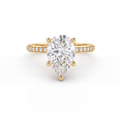 Low Dome Pear Pavé Engagement Ring with a pear-shaped Lab-Grown Diamond in 14K yellow gold