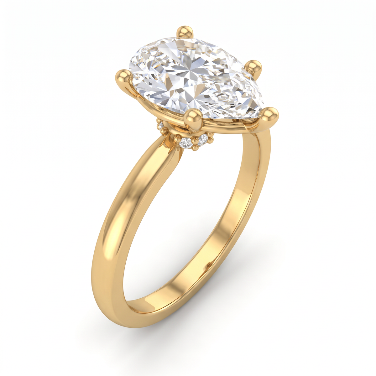 Alternate view 1: pear-shaped Lab-Grown Diamond solitaire engagement ring, 14K white gold low dome band