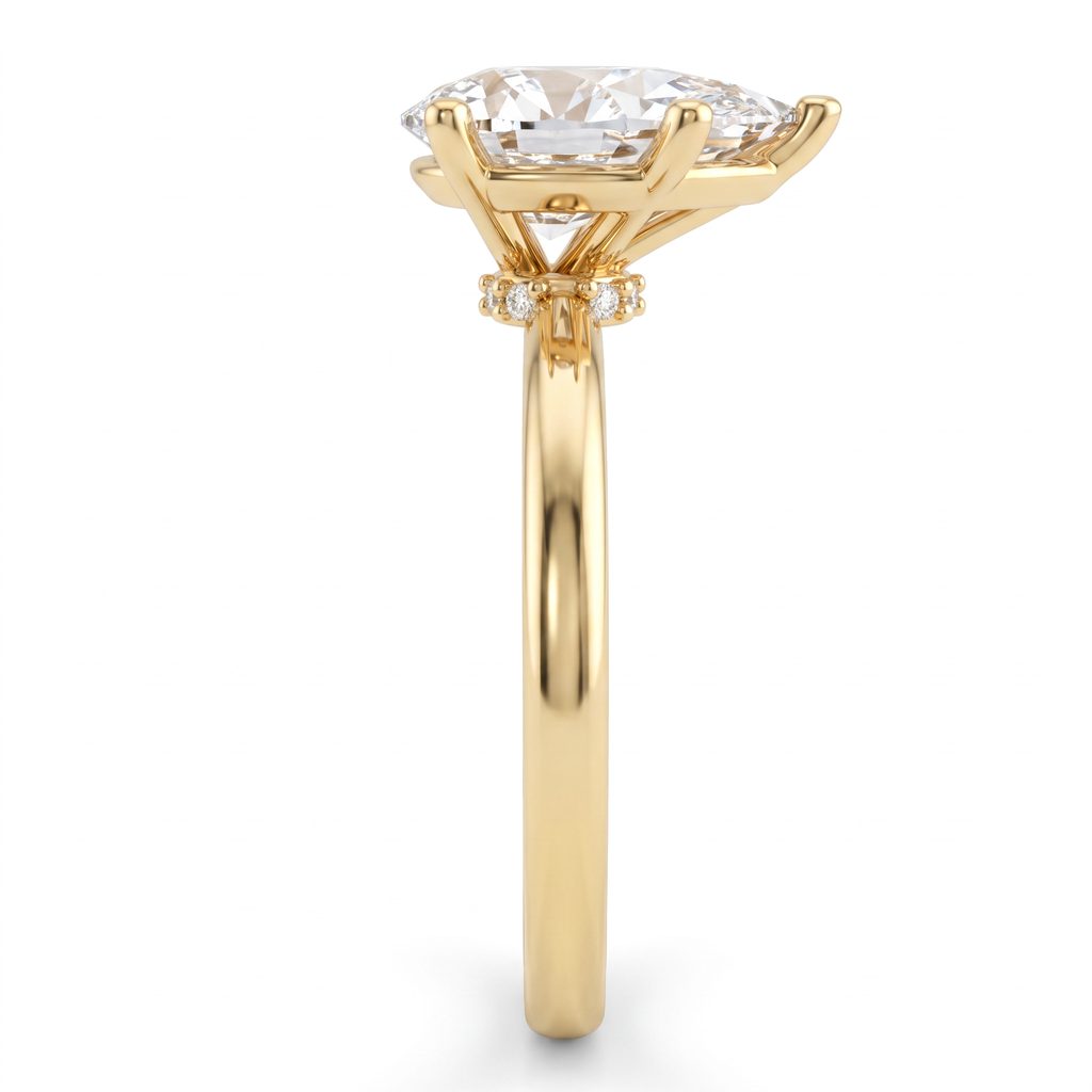 Alternate view 3: pear-shaped Lab-Grown Diamond solitaire engagement ring, 14K white gold low dome band