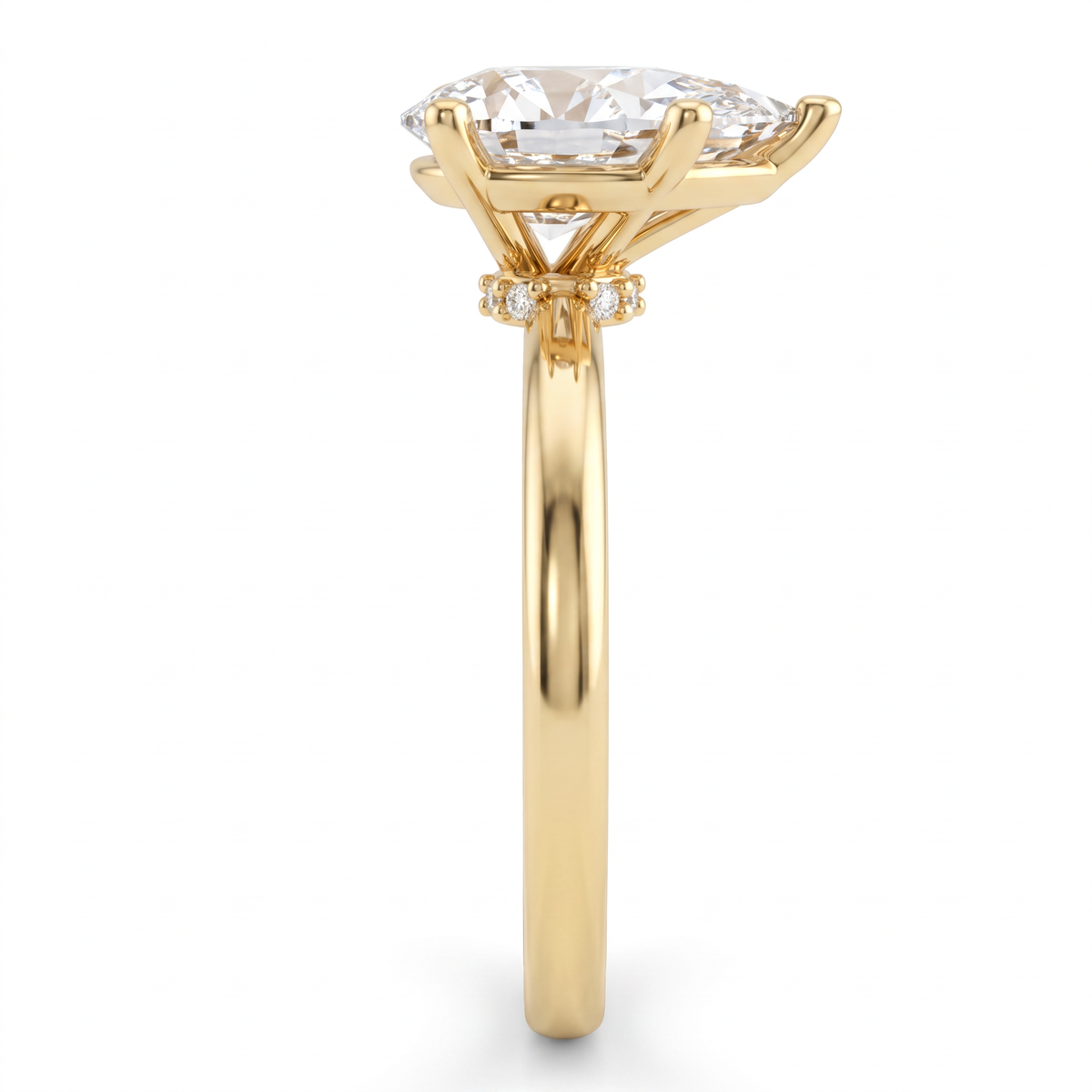 Alternate view 3: pear-shaped Lab-Grown Diamond solitaire engagement ring, 14K white gold low dome band