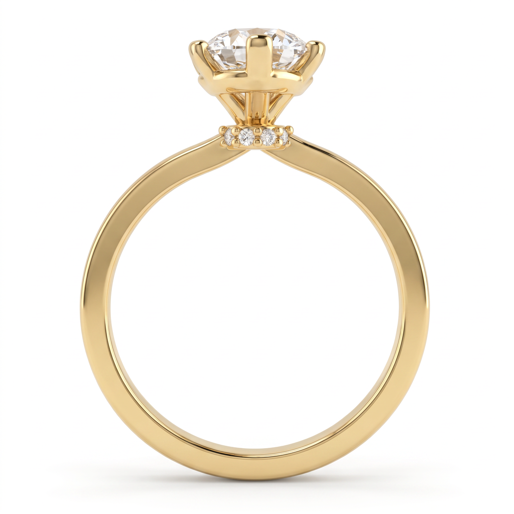 Alternate view 4: pear-shaped Lab-Grown Diamond solitaire engagement ring, 14K white gold low dome band