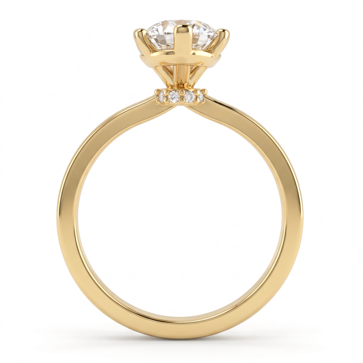 Alternate view 4: pear-shaped Lab-Grown Diamond solitaire engagement ring, 14K white gold low dome band