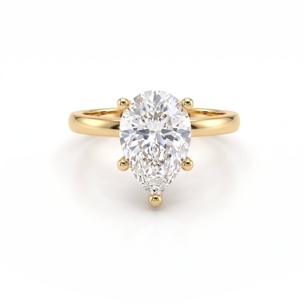 Low Dome Pear Solitaire Engagement Ring with a pear-shaped Lab-Grown Diamond in 14K white gold
