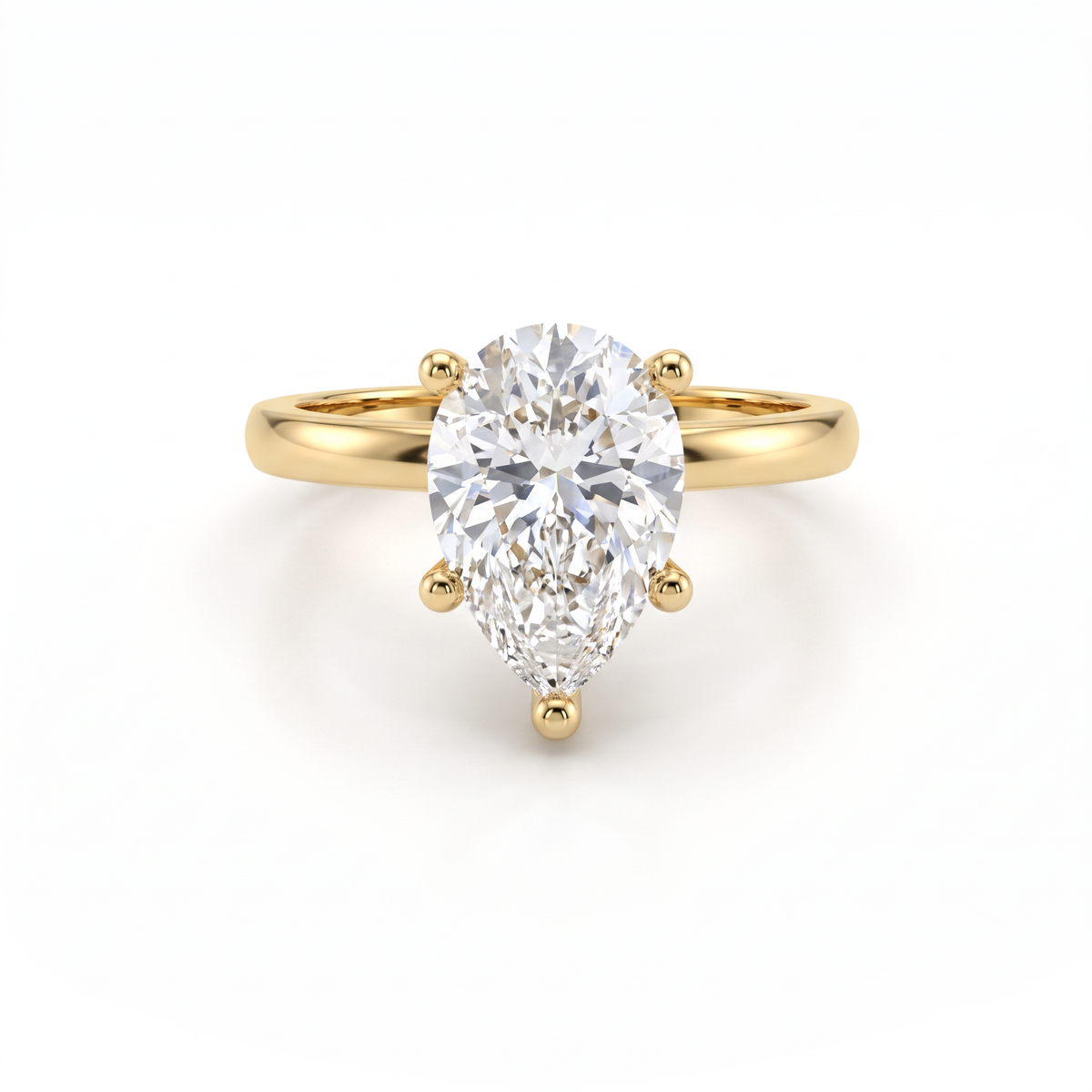 Low Dome Pear Solitaire Engagement Ring with a pear-shaped Lab-Grown Diamond in 14K white gold