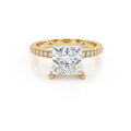 Low Dome Princess Cut Milgrain Pavé Engagement Ring with a princess cut Lab-Grown Diamond in 14K yellow gold