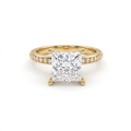 Low Dome Princess Cut Pavé Engagement Ring with a princess cut Lab-Grown Diamond in 14K yellow gold