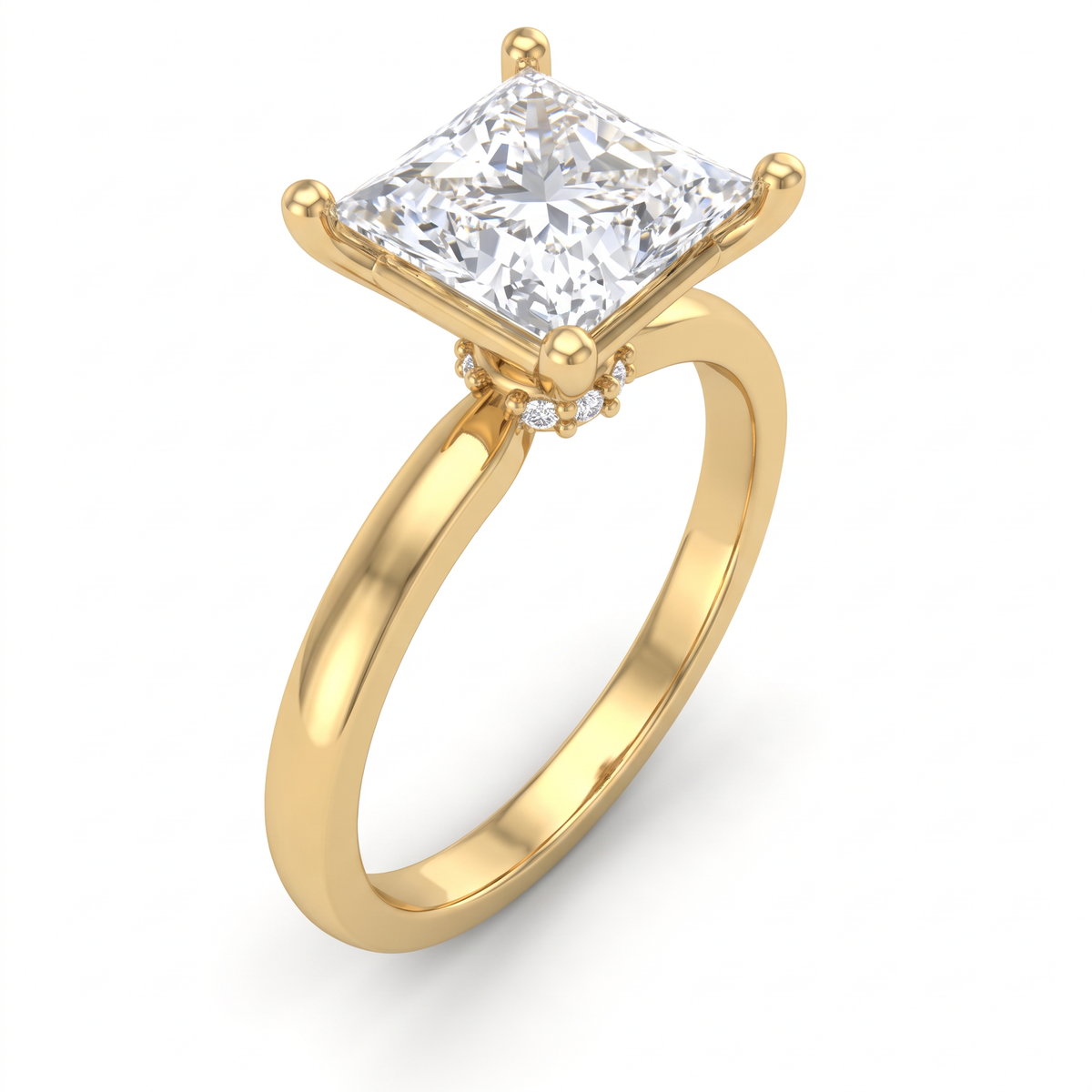 Alternate view 2: princess cut Lab-Grown Diamond solitaire engagement ring, 14K white gold low dome band