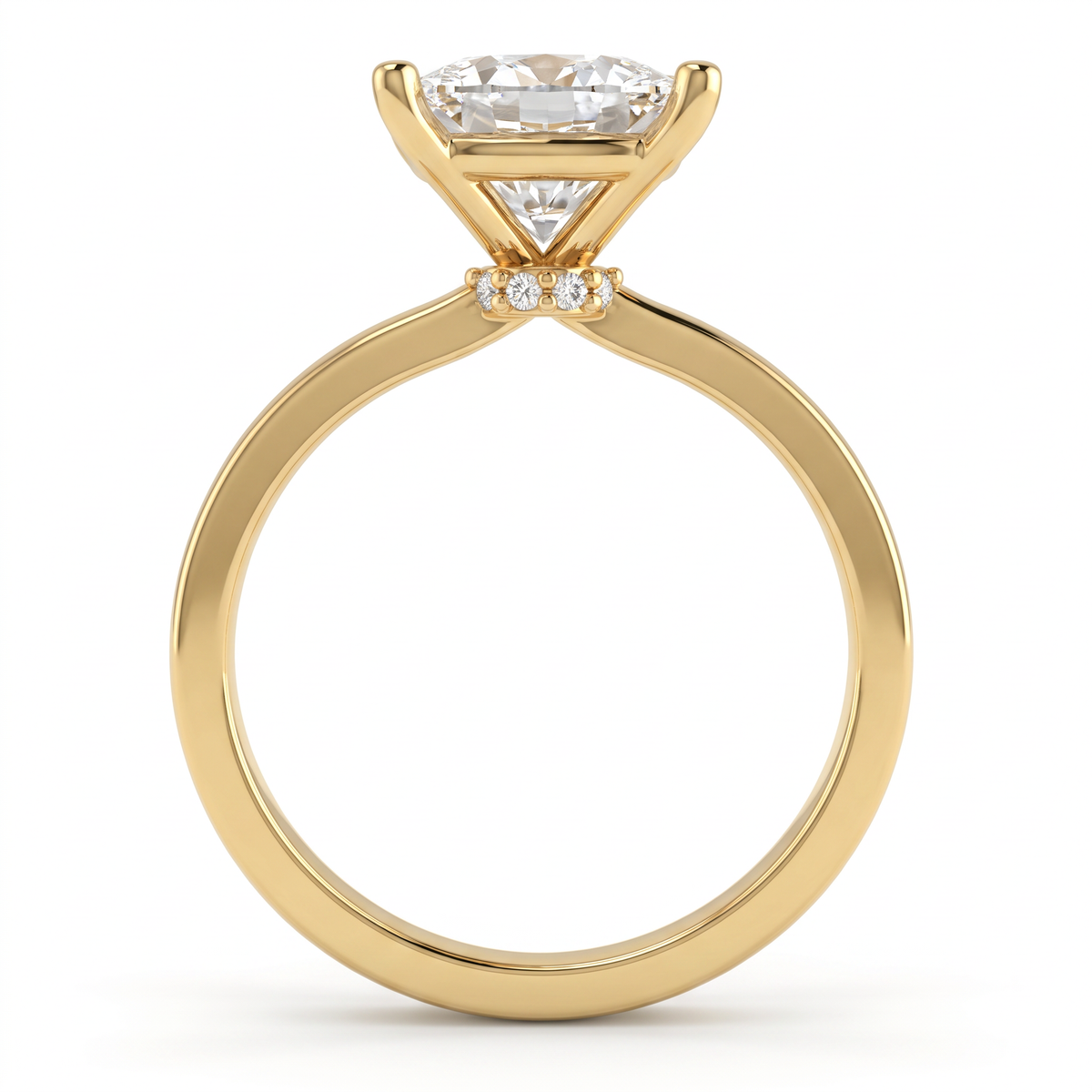Alternate view 3: princess cut Lab-Grown Diamond solitaire engagement ring, 14K white gold low dome band