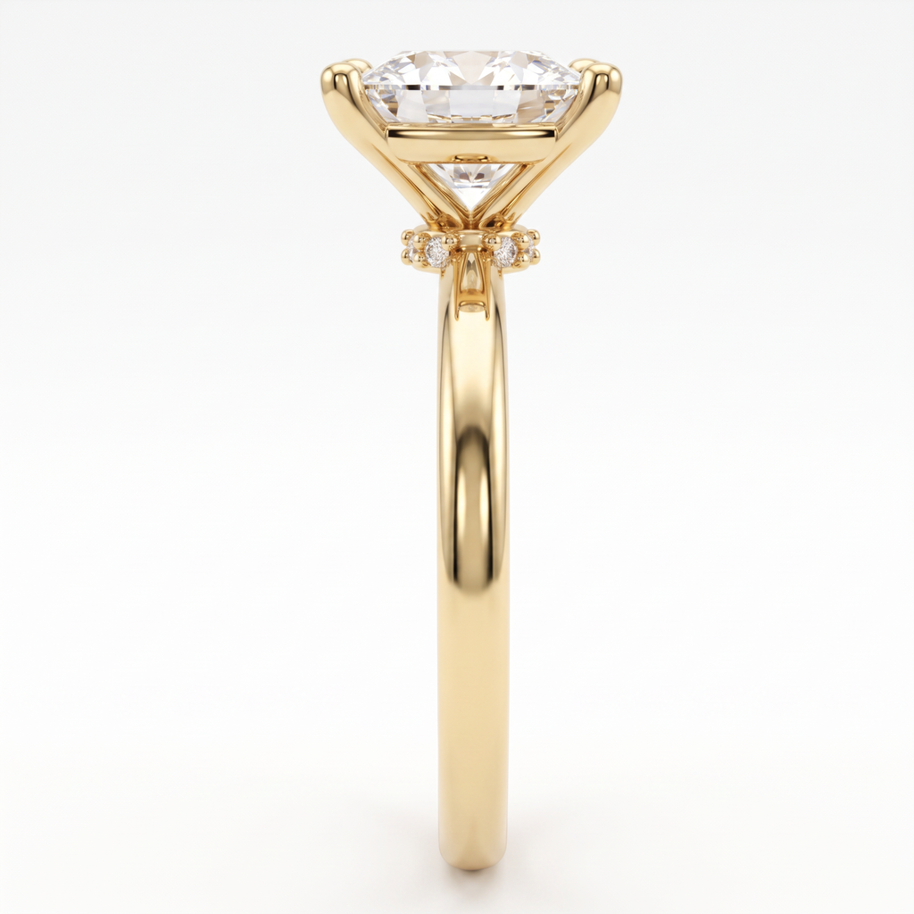 Alternate view 4: princess cut Lab-Grown Diamond solitaire engagement ring, 14K white gold low dome band