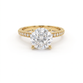 Low Dome Round Milgrain Pavé Engagement Ring with a round Lab-Grown Diamond in 14K white gold