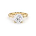 Low Dome Round Pavé Engagement Ring with a round Lab-Grown Diamond in 14K yellow gold